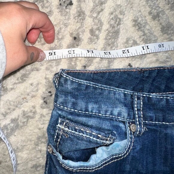 Ariya Jeans Dark Blue Women White Stitching Embellished Pockets Size 11 / 12 - Picture 8 of 14